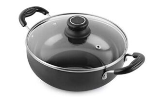 Cello Classy Hard Anodised Kadhai 3.5 Ltr With Glass Lid With Induction Base, Black