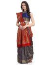 Ethnicjunction Women’S Kanchipuram Silk Woven Half And Half Saree With Blouse Piece (Ej6004-Kanjeevaram-Navy Red_Navy Blue & Red)