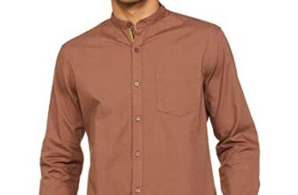 Amazon Brand – House & Shields Men’S Solid Regular Fit Casual Shirt (Ss20-Ess03-Hssh-11_Brown_Medium)