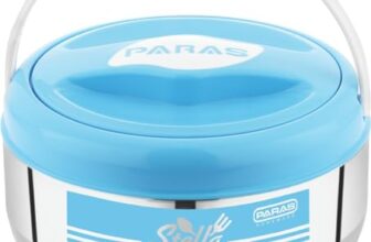 Paras Homeware Stella Steel Casserole|Food Grade | Easy To Carry | Easy To Store For Rice, Gravy, Curry |1300Ml | Color May Vary