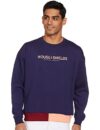 Amazon Brand – House & Shields Men’S Relaxed Fit Crew Neck Sweatshirt (Hs-A22-Sw-03_Medieval Blue,Yellow_L)