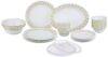 Larah by Borosil Ora Gold Fluted Series Opalware Dinner Set | 36 Pieces for Family of 8 | Microwave & Dishwasher Safe | Bone-Ash Free | Crockery Set for Dining & Gifting | Plates & Bowls | White