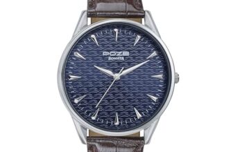 Sonata Poze Quartz Blue Dial Brown Leather Strap For Men-Sp70047Sl01W