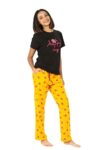 Evolove Women’s Cotton Knitted Round Neck Short Sleeves Night Suit Set/Top Pyjama Set Super Soft Comfortable (Dream Black, NPSKN1723YW-XL)