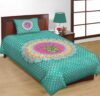 SALGIA FASHION 144 TC Cotton Single Floral Flat Bedsheet(Pack of 1, Green)