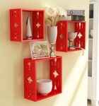 Home Sparkle Sh688 Wall Shelf, Set of 3 (Lacquer Finish, Red) – Engineered Wood