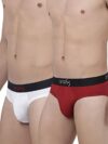 one8 by Virat Kohli Men’s Solid Brief (Pack of 2) (104I-WHITE/White/Maroon_xx-Large)