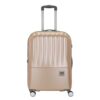Genie by Safari Palm 66Cm Medium Checkin Trolley Bag Hard Case Polycarbonate 8 Wheels 360 Degree Wheeling Luggage, Suitcase for Travel, Trolley Bags for Travel, Gold