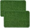STATUS Artificial Grass Door Mat(Green, Small, Pack of 2)