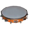 Sai Musicals Tambourine/Kanjira/Dafali Hand Percussion Musical Instrument Fibre Daffli – Orange-2 – With head