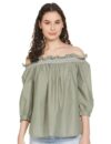 Marks & Spencer Pure Cotton Embroidered Off The Shoulder Blouse T415182WKHAKI (XL)