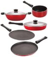 Nirlon Non-Stick Aluminium Cookware Set, 3-Pieces, Red & Black