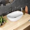 Lifelong Wash Basin for Bathroom – Tabletop Washbasin – Ceramic Glossy Oval Countertop Vessel Sink Ideal for Bathroom, Dining Hall & Vanity 61x38x13 cm (White, LLHIPB04)