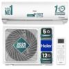 Haier 1.5 Ton 5 Star Triple Inverter Split AC (4850 W, Copper, 7 in 1 Convertible, 4-Way Swing, Frost Self Clean, HD Filter, Cools at 60°C, 20 Mtr. Air Throw – HSU18K-PYSS5BN-INV, 2024 Model – White)