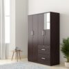 Amazon Brand – Solimo Cabelli Engineered Wood 4 Door Wardrobe with 2 Drawers and Mirror (Wenge Finish)