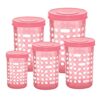 MILTON Storex Set of 5 Plastic Storage Jars & Containers (500ml, 750ml,1L, 1.5L & 2L) Pink, BPA Free, Air Tight Kitchen Organizer for Spices, Atta, Grains, Dishwasher Safe and Stackable