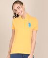 U.S. POLO ASSN. Embroidered Women Polo Neck Yellow T-Shirt