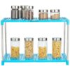 Floraware Multiuse Multipurpose Rack, Steenless Steel Kitchen Organiser Rack, 2 Layer, Blue