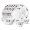 Larah By Borosil Floret Opalware Dinner Set, 19-Pieces, White