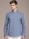 French Connection Men Solid Casual Blue Shirt