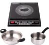 Pigeon 1800 W Induction Cooktop Push Button(Black, 19004335 with Stainless Steel Kadai 24 cm & Pan 16 cm)