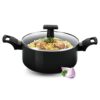 Milton Pro Cook Granito Induction Biryani Pot with Glass Lid, 22 cm, 3.5 litres, Black | Food Grade | Dishwasher | Flame | Hot Plate Safe