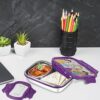 CELLO Click It Toons Medium | 100% Food Grade | Leak Proof & Break Resistant | 2 Containers Lunch Box, 915 ml, Violet