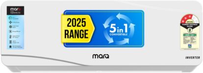 MarQ by Flipkart 2025 1 Ton 3 Star Split Inverter 5-in-1 Convertible with Turbo Cool Technology AC – White(103IPG25WQV2, Copper Condenser)