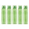 MILTON Prime 1000 Pet Water Bottle, Set of 5, 1 Litre Each, Green, Reusable Plastic Fridge Bottle Set, BPA Free and Leak Proof Waterbottles for School, Travel, Work