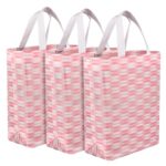 Heart Home Shopping Handbag | Grocery Handbag | Shopping Bag | Grocery Shopping Bag | Reusable Shopping Bags | Vegetable Bag | Zig-Zag Carry Bag | Pack of 3 | Pink