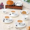 Larah by Borosil Shadow Opalware Cup and Saucer Set of 12 pcs | Tea/Coffee Cups 90 ml | Microwave & Dishwasher Safe | Bone-Ash Free | Crockery Set Ideal for Daily Use & Gifting, White