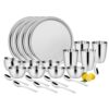 Steelcraft Premium Stainless Steel Clay Dinner Set-24 Pcs, High Grade Quality-with Silver Touch Finish, Kitchen Set for Home, Made in India, Steel Colour