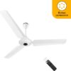 Atomberg | Efficio Alpha, 35W, Energy Saving, 1+1 Warranty, 5 Star 1200 mm 3 Blade Ceiling Fan(BLDC Motor with Remote | Gloss White | Pack of 1)