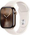 Apple Watch Series 10 GPS + Cellular 42mm Gold Titanium with Starlight Sport Band(Gold Strap, Free Size)