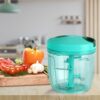 cello Multi Utility Magic Hand Chopper XL | 5 Stainless Steel Blades | 900 ml| Green Vegetable & Fruit Chopper(1 Chopper Bowl With SS Blade)