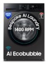 Samsung 9 kg, 5 star, AI EcoBubble, Super Speed, Wi-Fi, Hygiene Steam with Inbuilt Heater, Digital Inverter, Fully-Automatic Front Load Washing Machine (WW90DG5U24AXTL, Inox)