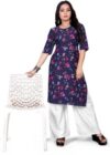 Women’s Crepe A-Line Regular Kurta (MANNAT_Dark Blue
