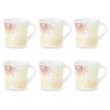 Larah by Borosil Crysta Series Zoya Opalware Mug | Set of 6 Tea/Coffee Mugs, 210 ml Each | Microwave & Dishwasher Safe, Bone-Ash Free | Crockery Set Ideal for Daily Use & Gifting | White