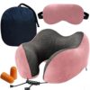 BigPlayer Neck Pillow with Eye Mask for Travel & Comfort, Car Neck Rest Car Pillow, Flight, Pillow for Neck Pain Relief & Neck Pillow for Sleeping – Includes Eye Mask, Carry Bag, and Ear Plugs