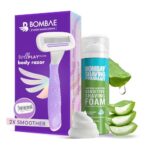 Bombae Rollplay Body Razor for Women & Sensitive Shaving Foam for Women | Aloe vera and Vitamin E for 2X Smoother Skin | Arms, Legs, Underarms, Bikini