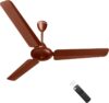 Atomberg Ameza | High Air Delivery | Low Noise | Classic Design | 5 Star 1200 mm 3 Blade Ceiling Fan(BLDC Motor with Remote | Gloss Brown | Pack of 1)
