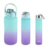 CELLO All Day Plastic water bottles | 3 pcs | 310ml, 790ml, 2085ml | BPA Free | Leakproof lid | Easy to hold handle | Time Marked Water Lines | Hydration bottle for gym, school, & office | Purple