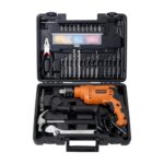 WORKPEDIA Professional Tool Kit with Impact Drill, 550W, 220-230V, Chuck 13mm, 3000 RPM, 48000 BPM, Forward/Reverse for Wood & Metal, Variable Speed Control, With 96 Home Essential Tools/Accessories