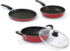 Flipkart SmartBuy Splatter Finish Cookware Set of 3 – Non Induction Bottom – Maroon(Aluminium, 3 – Piece)