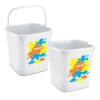 Nayasa 7.5 Litre Square Plastic Bucket, Set of 2 | Durable Water Storage Bucket | Household & Bathroom Utility | Lightweight & Sturdy Design | White