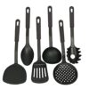 Non-Stick Safe Nylon Kitchen Tool Set – 6-Pieces of Cooking Essentials – Turner, Ladle, Spaghetti Server, Slotted Spoon & More in Black