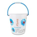 Nayasa Boon Bucket Bucket No. 18-16 Ltrs, Pack of 2, Floral Print Plastic Bathroom Set, Ideal for Home & Office, Medium, Blue