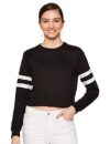 Newport Women’s Polyester Crew Neck Regular Fit Sweatshirt (NPWWPSS20001Z01_Black’ _Medium)