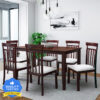 Flipkart Perfect Homes Kansas Solid Wood 6 Seater Dining Set(Finish Color -Wooden Brown & Cream, Knock Down)
