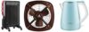 Havells Room Heater 1500W Pacifio Mica| Micathermic Technology fo,Havells Electric Kettle Aqua Plus 1250 Watts 1.2 liters, Double,Havells Ventil Air DSP 230mm Exhaust Fan | Strong Air Suction, Ru